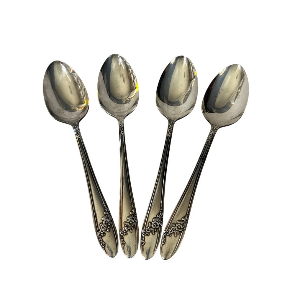 4 Queen Bess II Tudor Plate Oneida Community Vintage Silver-Plate Serving Spoons
